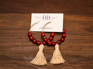 Beaded Jute Tassel Hoops