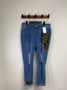 Leopard Patchwork Denim | Size 16