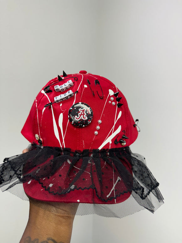 Darnae’s Custom Hat | Red Black White Silver
