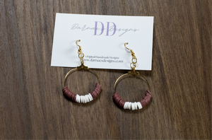 Earrings | Maroon•White•Gold