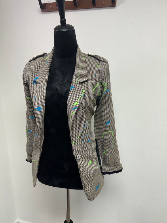 Splatter Plaid Blazer