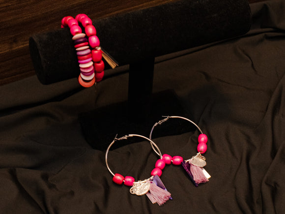 Bracelet & Earring Set |Pink