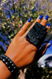 Leopard Brick Ring | Black on Black