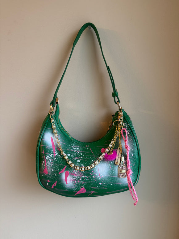 Handbag | Pink Green White