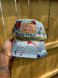 Darnae’s Denim/Red Splatter Hat | Upcycle