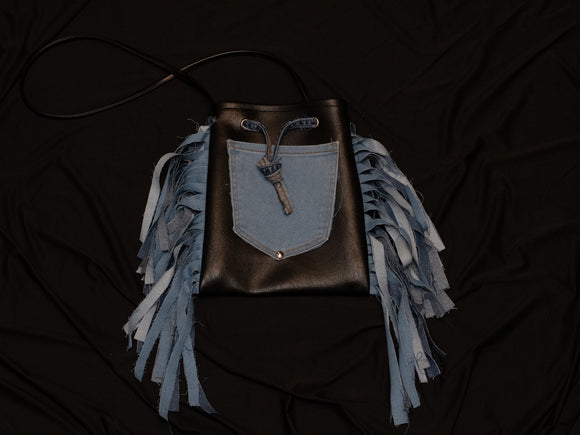 Denim Fringe Handbag