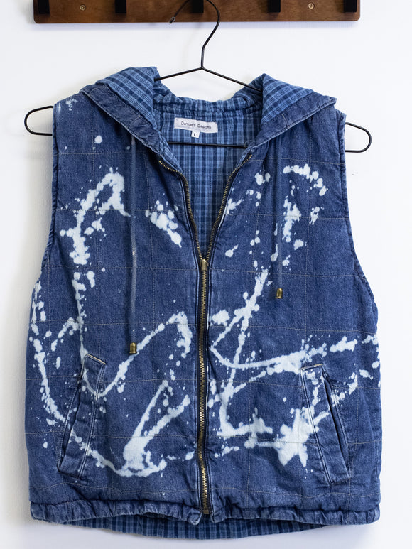 Bleached Denim Puffer Vest