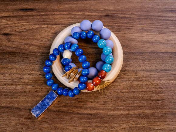 Bracelet Stack | Light Blues & Tan